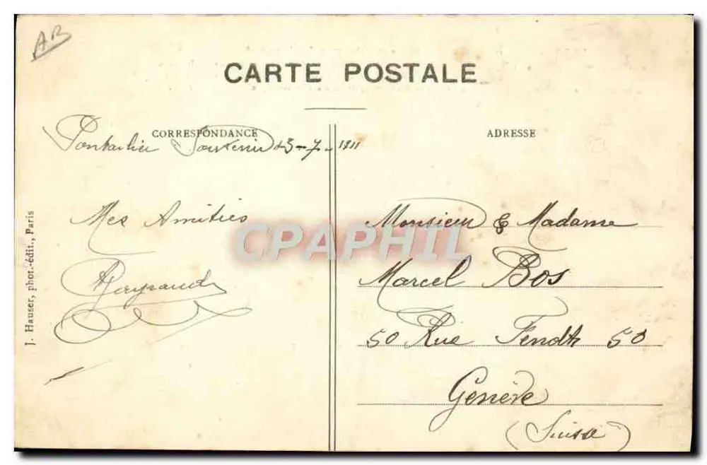 Einmannerschiff « Tellier », geflogen von Dubonnet — J. Hauser, Fotograf-Verleger, Paris - Rückseite