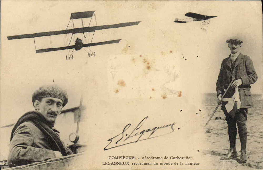 Compiegne - Flugplatz Corbeaulieu — Legagneux Weltrekordhalter für Höhe, Tracelle - Vorderseite