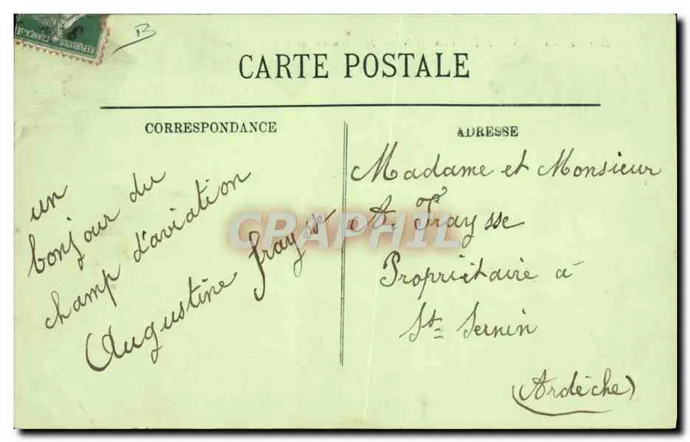 National Aviation School — Herr Bernard auf Sommer-Doppeldecker — LL - Rückseite