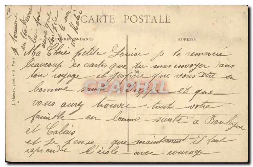 Biplan Farman — appareil 1437 piloté par M. Cheuret — J. Hauser, phot. édit. Paris - Verso