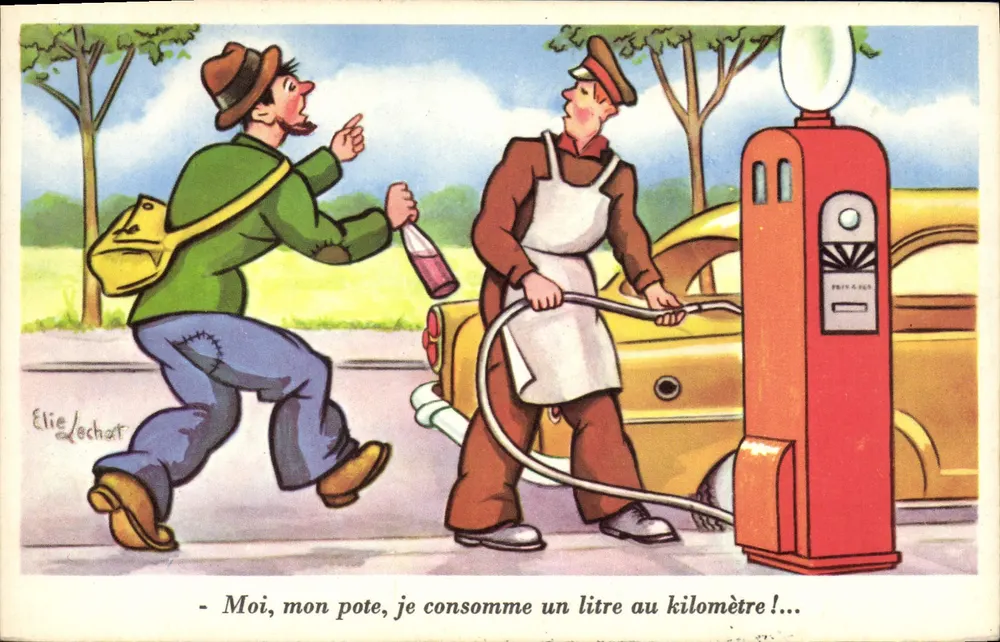 Caricatura de motorista e bombeiro — Élie Lechat — Série 84 - Frente