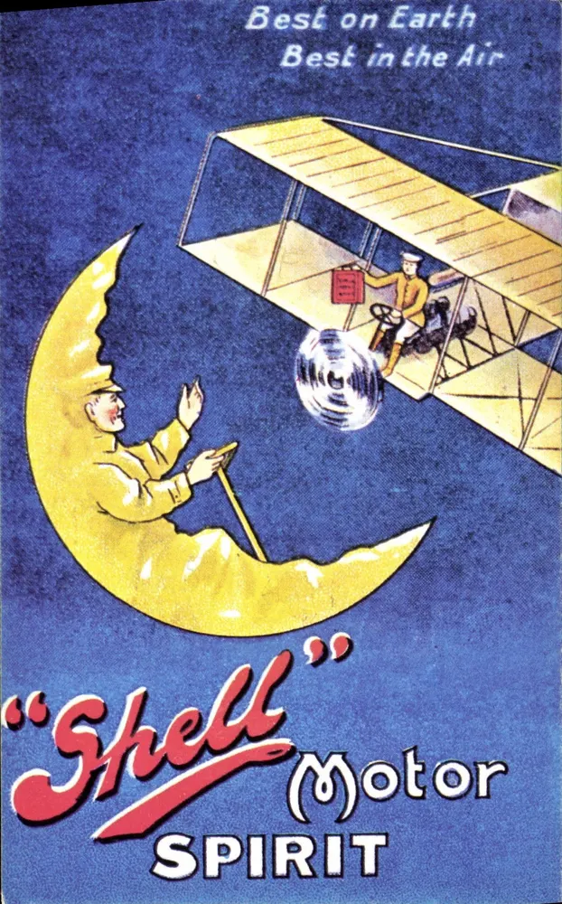 Lua e avião — publicidade Shell Spirit — editor não visível - Frente