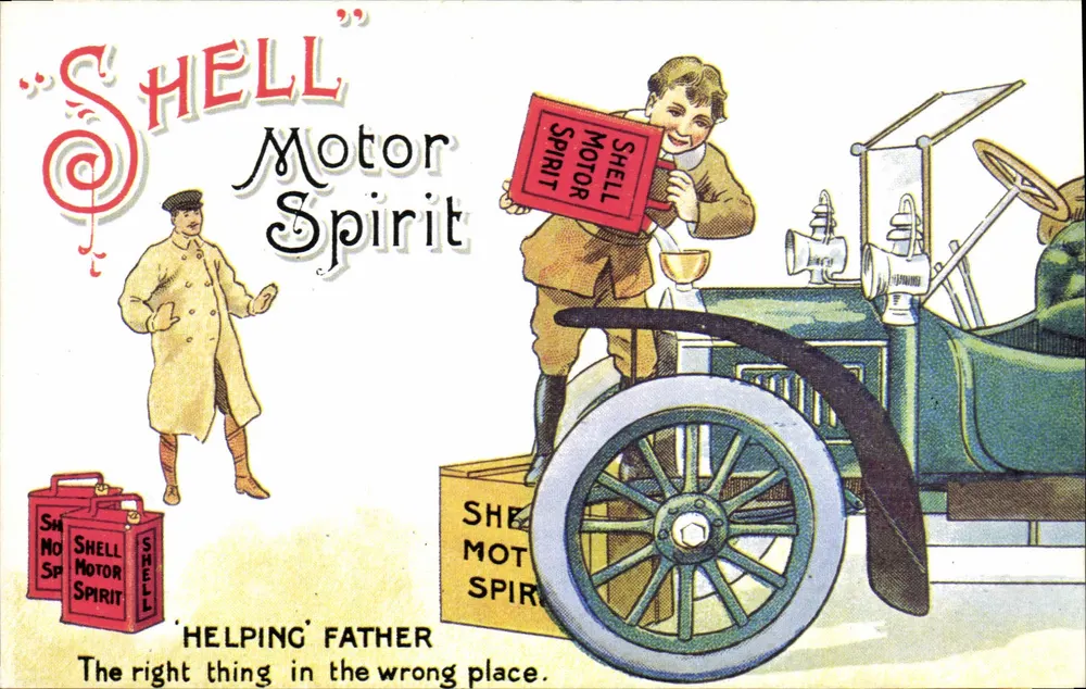 Shell Motor Spirit — 'Helping' Father The right thing in the wrong place — Shell - Frente