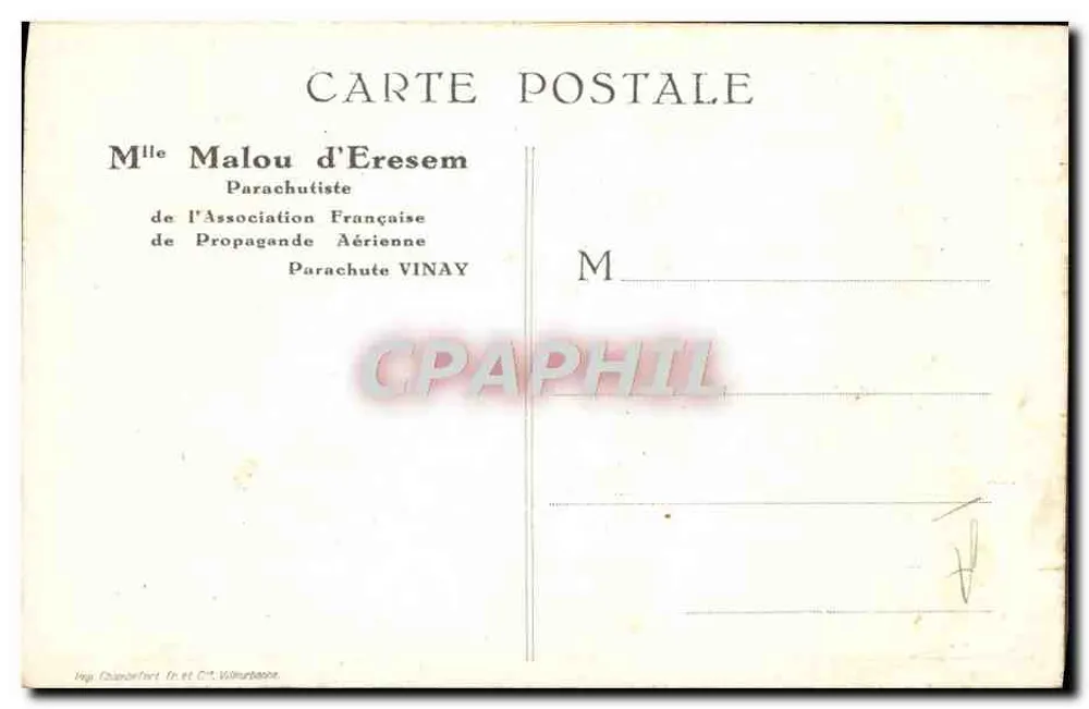 Frau Malou d'Eresem — Fallschirmjägerin der französischen Luftpropagandaverbindung — Verlag VINAY - Rückseite