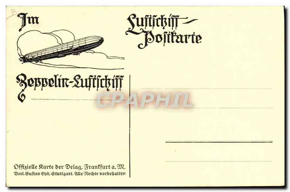 Zeppelin-Luftschiff — Im Luftschiff — Offizielle Karte der Delag, Frankfurt a.M. - Vorderseite