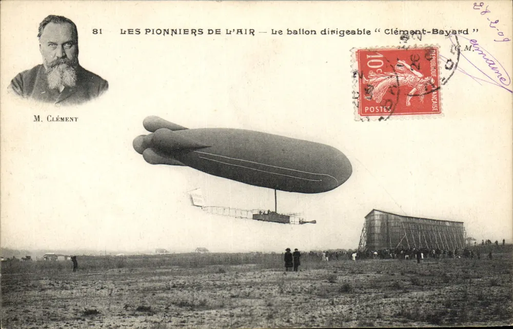 Os Pioneiros do Ar — O balão dirigível "Clément-Bayard" — G. Malcuit, Paris - Frente