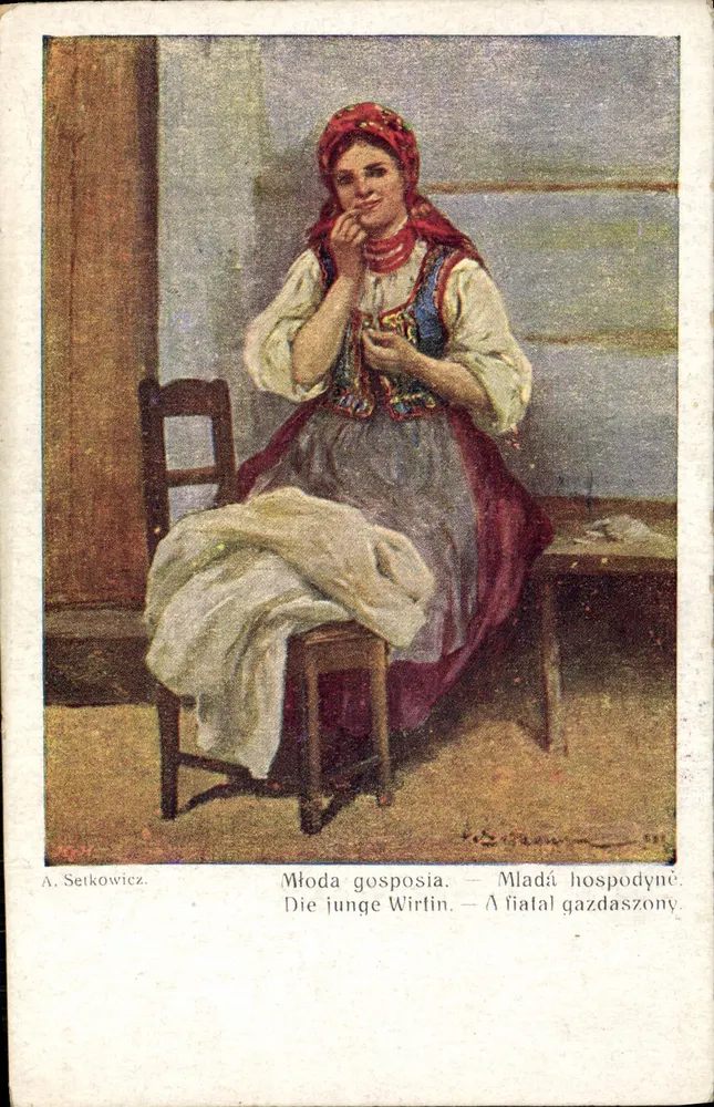 Jovem mulher em traje folclórico — A. Setkowicz — N° 152 - Frente