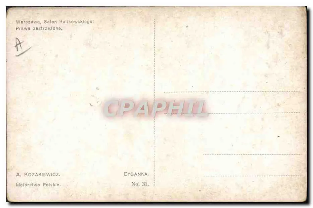 Mulher indígena perto de uma fogueira — pintura — A. Kozakiewicz, No. 31 - Verso