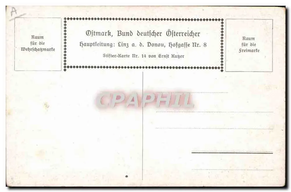 Roi et squelette — scène de la légende de Stifter — éditeur E. Wutzer, série Stifter-Karte Nr. 14 - Verso