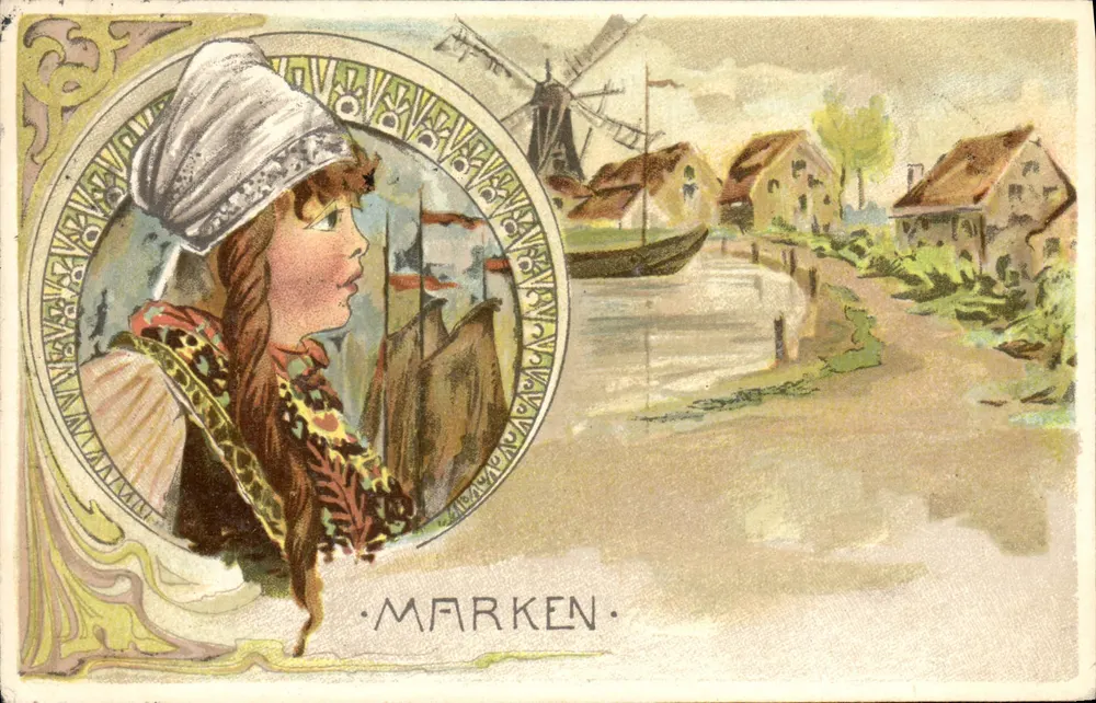 Marken — Landschaft mit Windmühle — unbekannter Verlag, Seriennummer nicht sichtbar - Vorderseite
