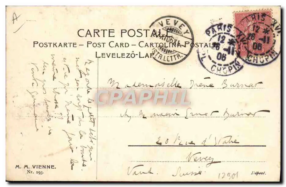 Japanische Familie mit Kindern und Hasen — M. M. Vienne, Nr. 193 - Rückseite