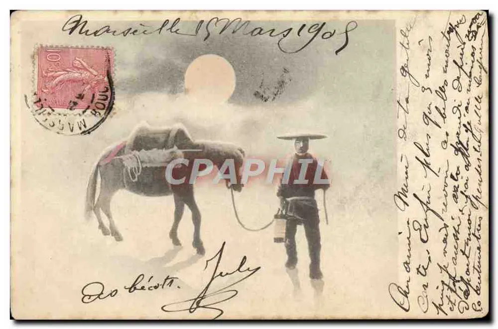 Chine — Scène de montagne avec berger et mulet — Union Postale Universelle - Vorderseite