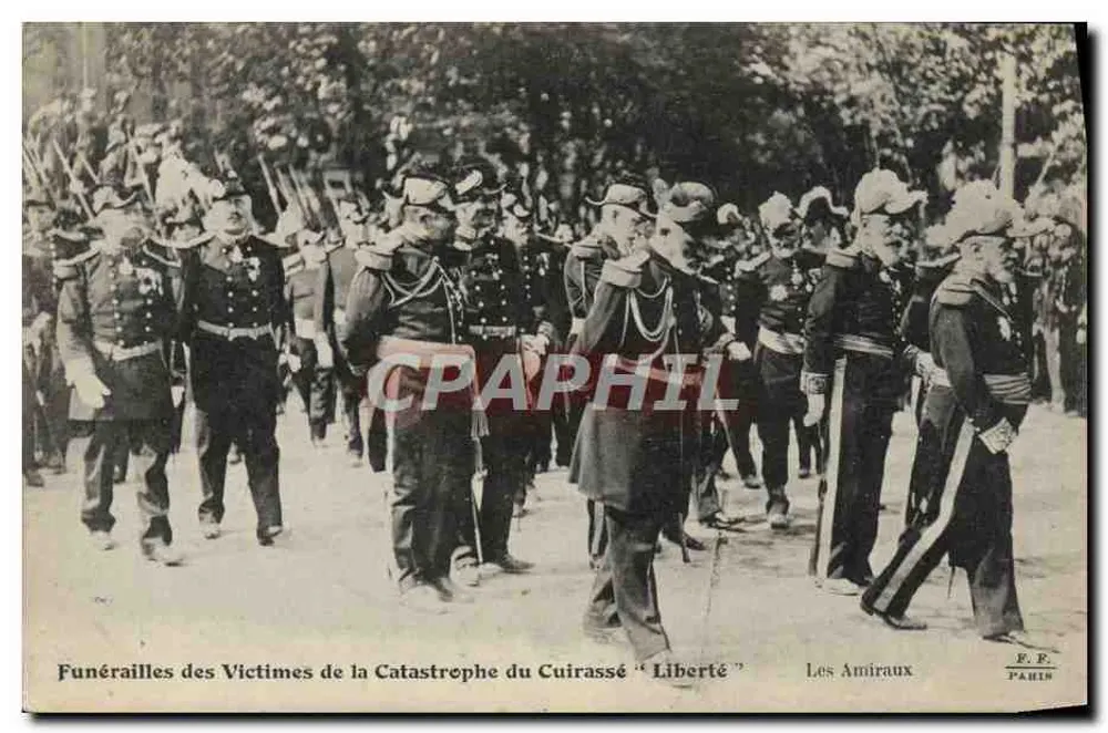Trauerfeier für die Opfer des Untergangs des Panzerschiffes "Liberté" — Die Admirale — E.P. PARIS - Vorderseite
