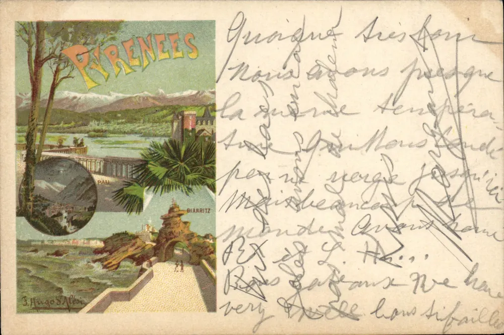 Pyrénées — Diarritz et Pau — éditeur B. Hargo & Cie - Recto