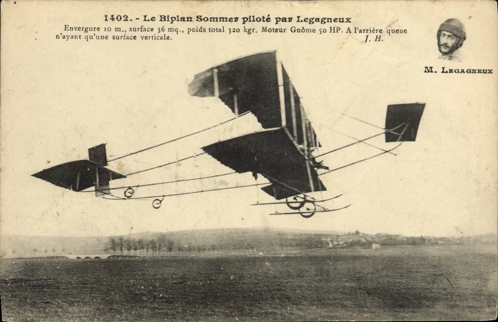 Der Sommer-Biplan, geflogen von Legagneux — n° 1402 — J. Hauser, Paris - Vorderseite