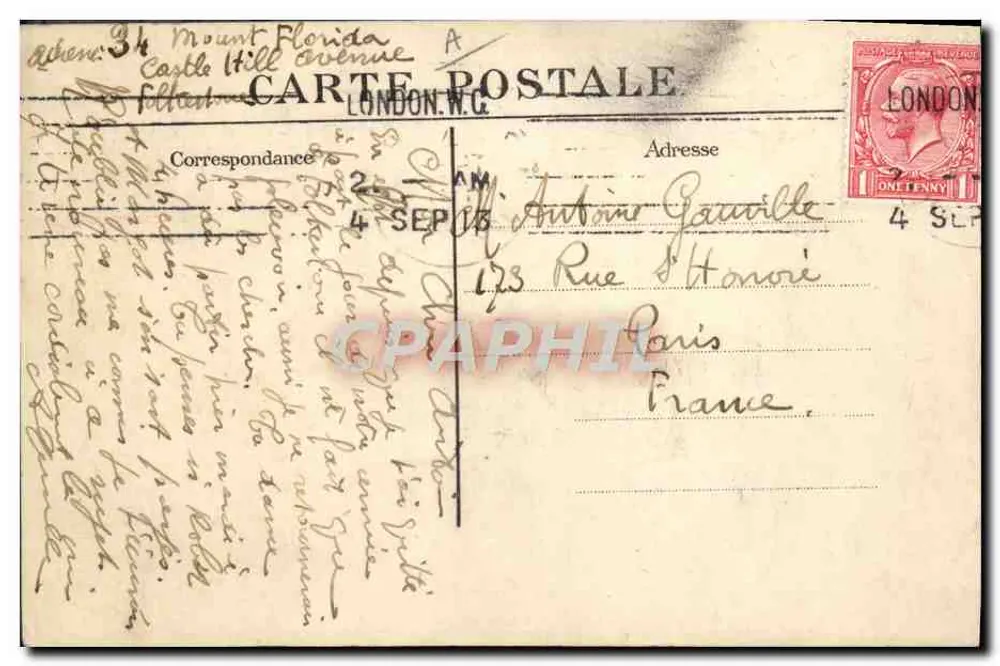Monoplan Blériot — pilotado pelo tenente de navio Conneau — editor J.H. - Verso
