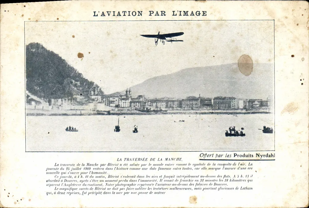 A travessia do Canal da Mancha por Blériot — A aviação por meio de imagens — Ofertado pelos Produtos Nyrdahl - Frente