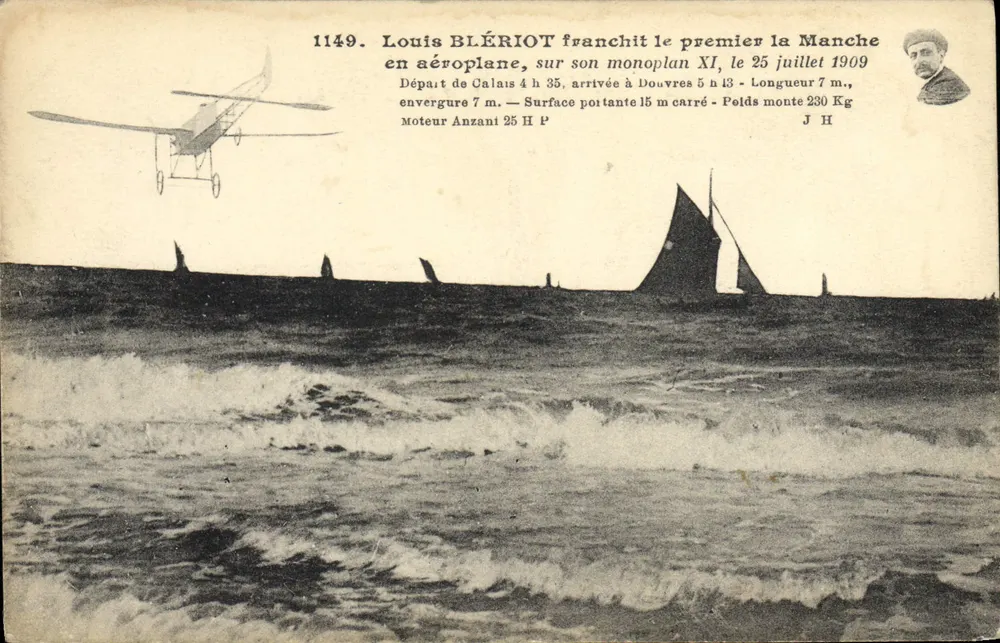 Louis Blériot überquert erstmals den Ärmelkanal — in einem Flugzeug auf seinem Monoplan XI — J. Hauser - Vorderseite
