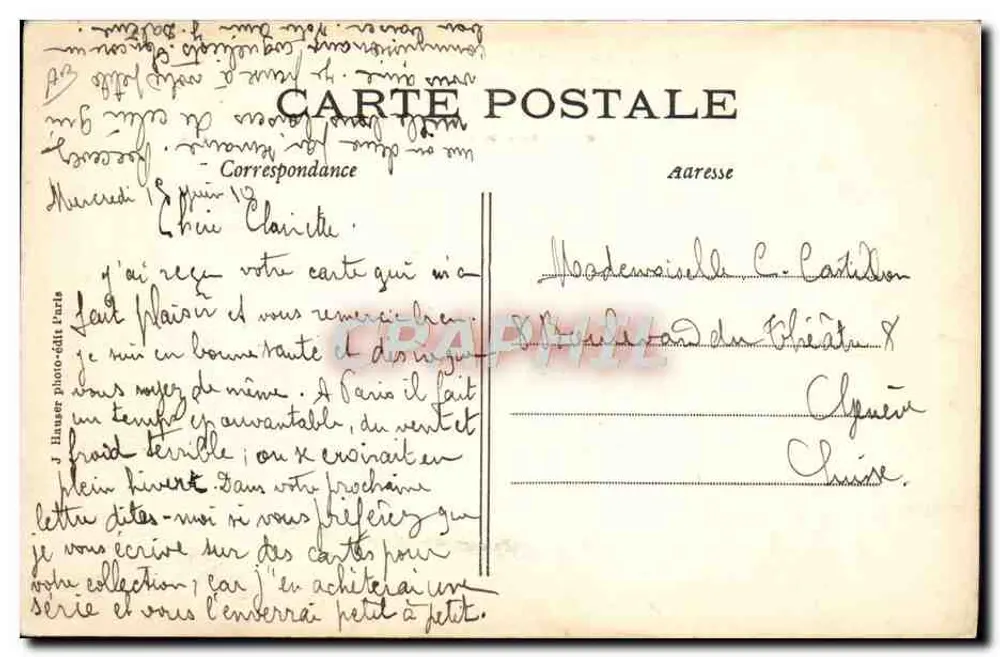Louis Blériot überquert erstmals den Ärmelkanal — in einem Flugzeug auf seinem Monoplan XI — J. Hauser - Rückseite
