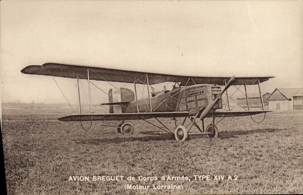 Breguet-Flugzeug des Armee-Korps, Typ XIV A2 — Motor Lorraine — Druck von M. Le Deley, Paris - Vorderseite