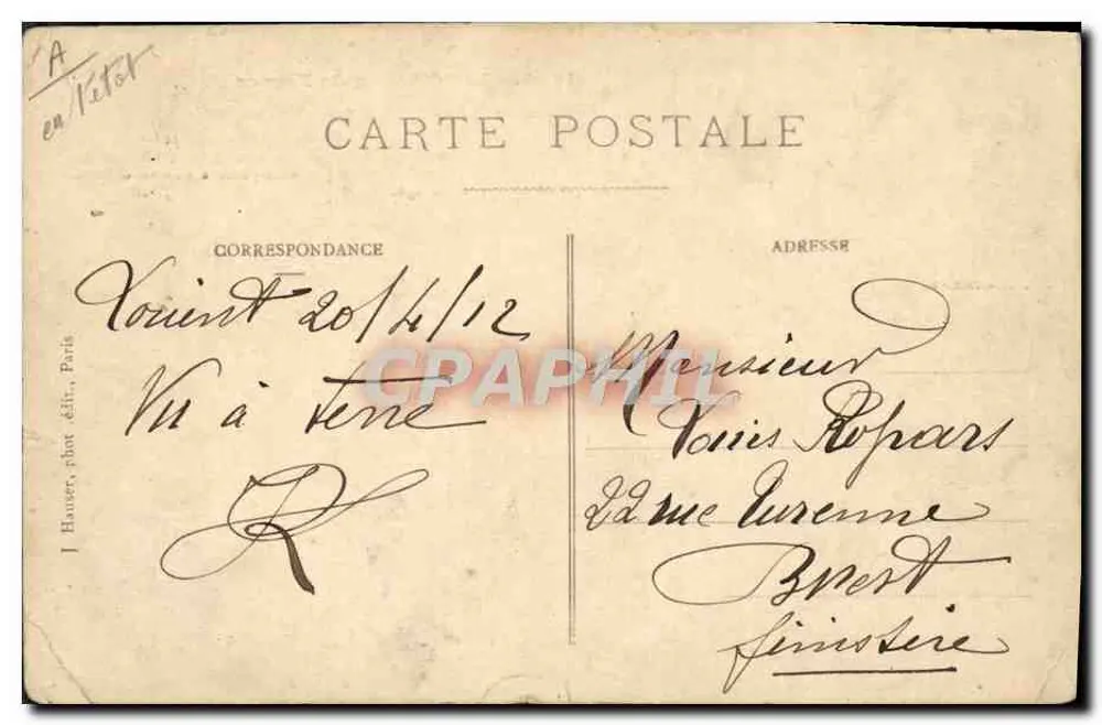 Les Oiseaux de France — Biplan Bréguet piloté par Moineau — éditeur J. H. - Rückseite