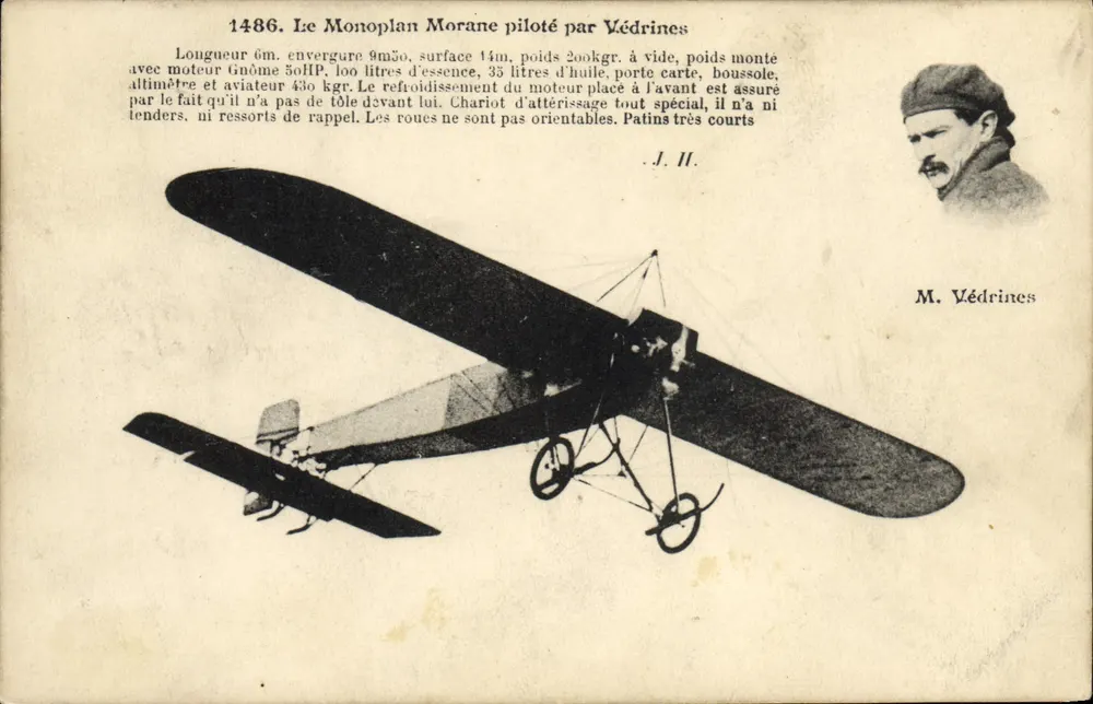 Der Morane-Monoplan, geflogen von Védrines — n° 1486 — J. Hauser, Paris - Vorderseite