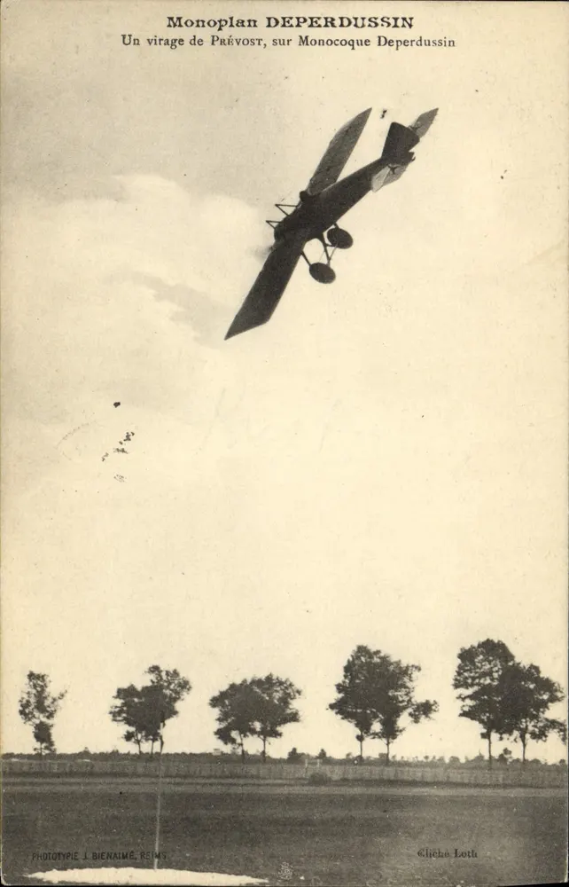 Monoplan DEPERDUSSIN — Ein Wendemanöver von Prévost, auf Monocoque Deperdussin — Phototype J. BIENAIME, REIMS - Vorderseite