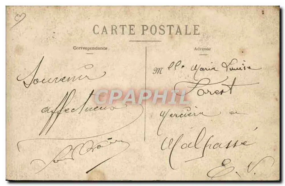Gruppe von Männern mit einer alten Kutsche — 5c grüner Poststempel — Verlag nicht sichtbar - Rückseite