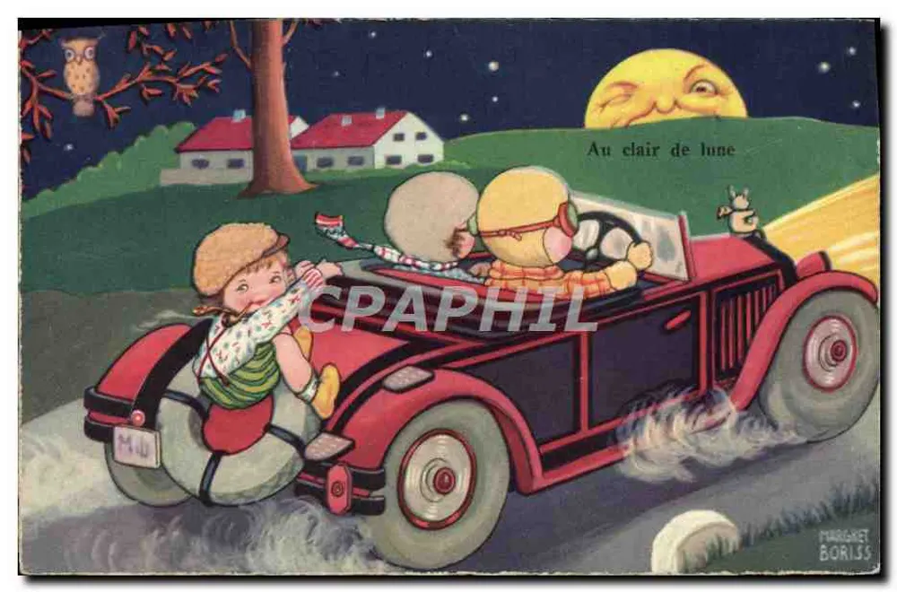Zwei Kinder in einem Auto — Unter dem Mondlicht — Marguerite Boriss - Vorderseite