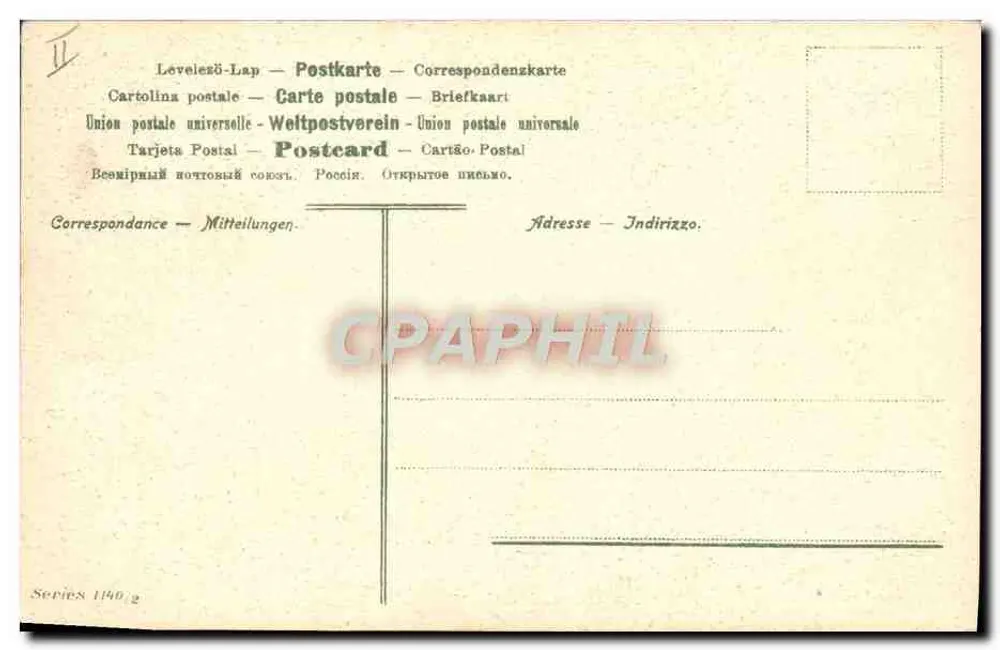 Cavaleiro e condutor de carro — encontro na floresta — série 1140/2, editor T. J. Lipp - Verso