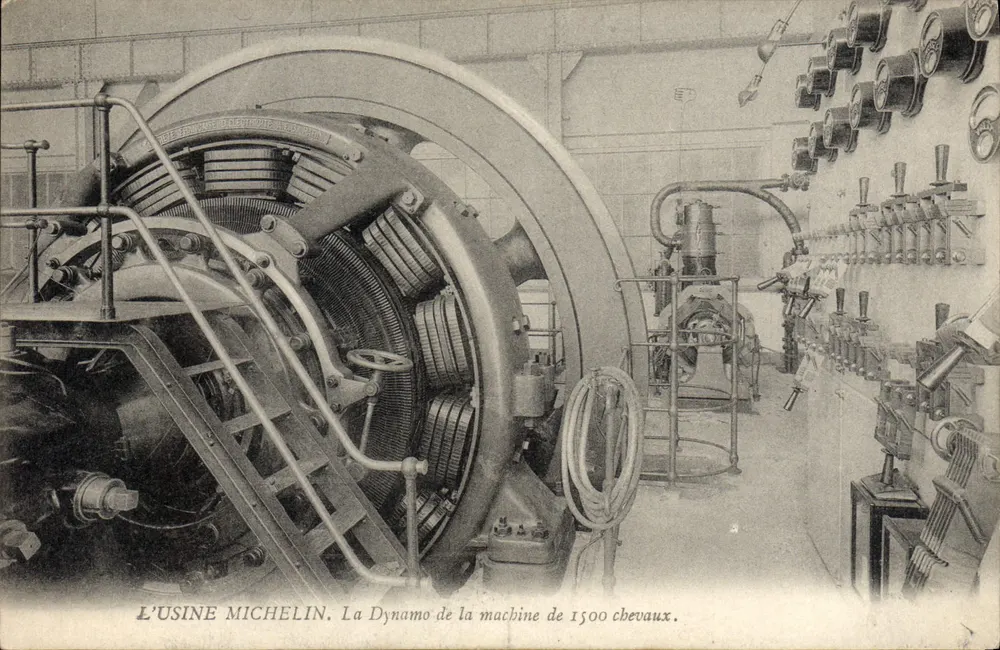 DIE MICHELIN-WERKSTÄTTE — Die Dynamo der 1500 Pferdestärken-Maschine — Unbekannter Verleger - Vorderseite