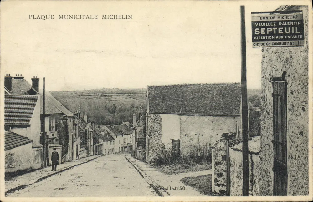 Veuillezel-Ralentir - Septeuil — placa municipal Michelin, n° 1150 - Anverso