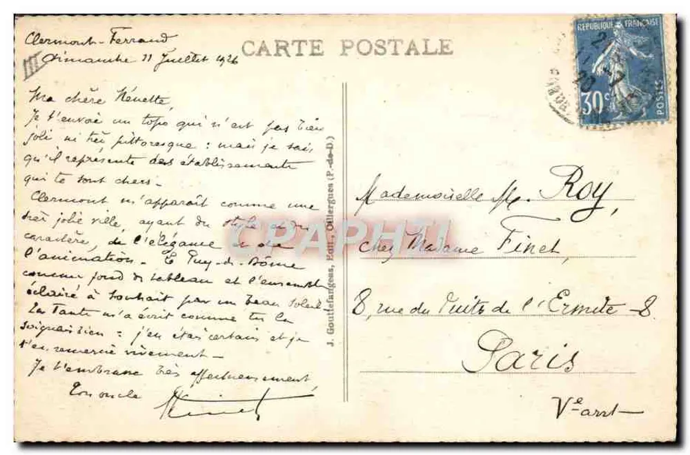 Clermont-Ferrand — Michelin-Werk — Eingang zu den Werkstätten — Verlag g.d'O. n°1080 - Rückseite