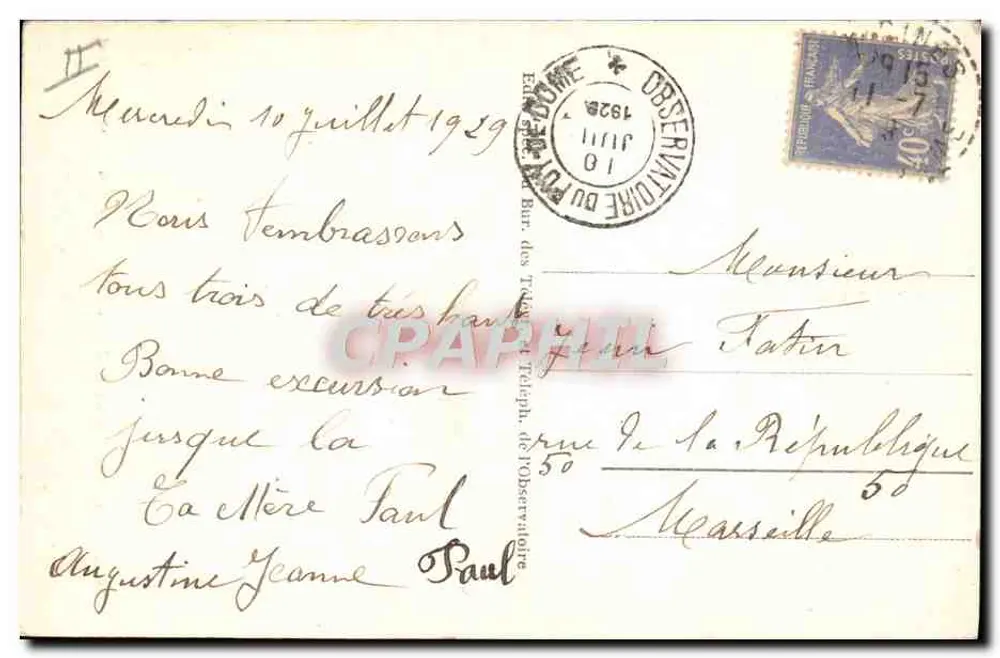 Das Observatorium des Puy-de-Dôme (Höhe 1467 m) — Cl. Plazanet — n°33 - Rückseite