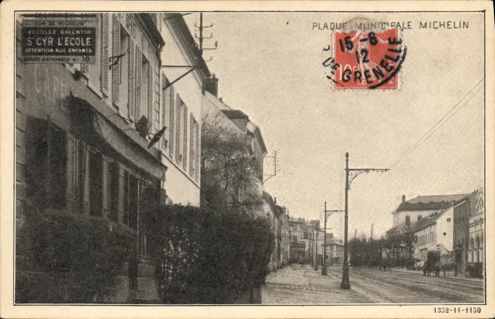 St-Cyr-l'École — Straße mit städtischer Michelin-Plakette — Verlag Michelin, Nr. 1332-11-1450 - Vorderseite