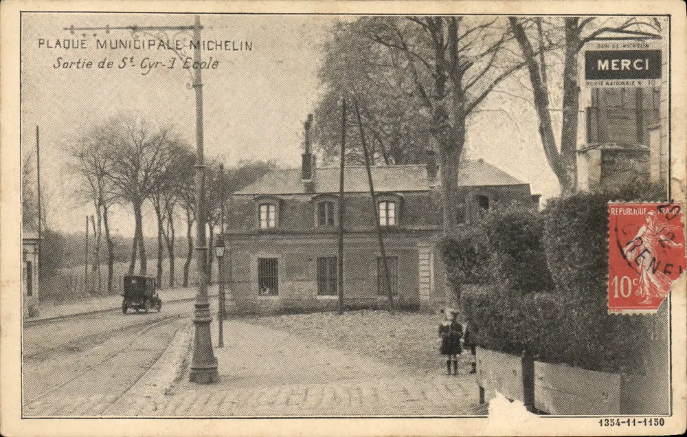 Ausfahrt von St-Cyr-l'École — Municipale Plakette Michelin — Nationale Route N°10 - Vorderseite