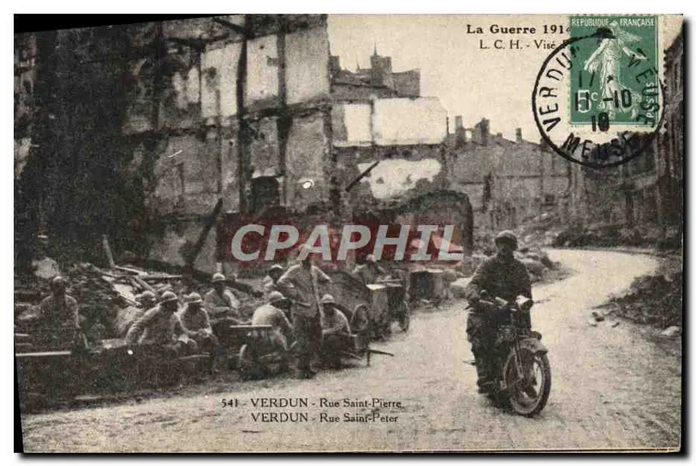 Verdun - Rue Saint-Pierre — Kriegsszene 1916 — L.C.H. Visé - Vorderseite