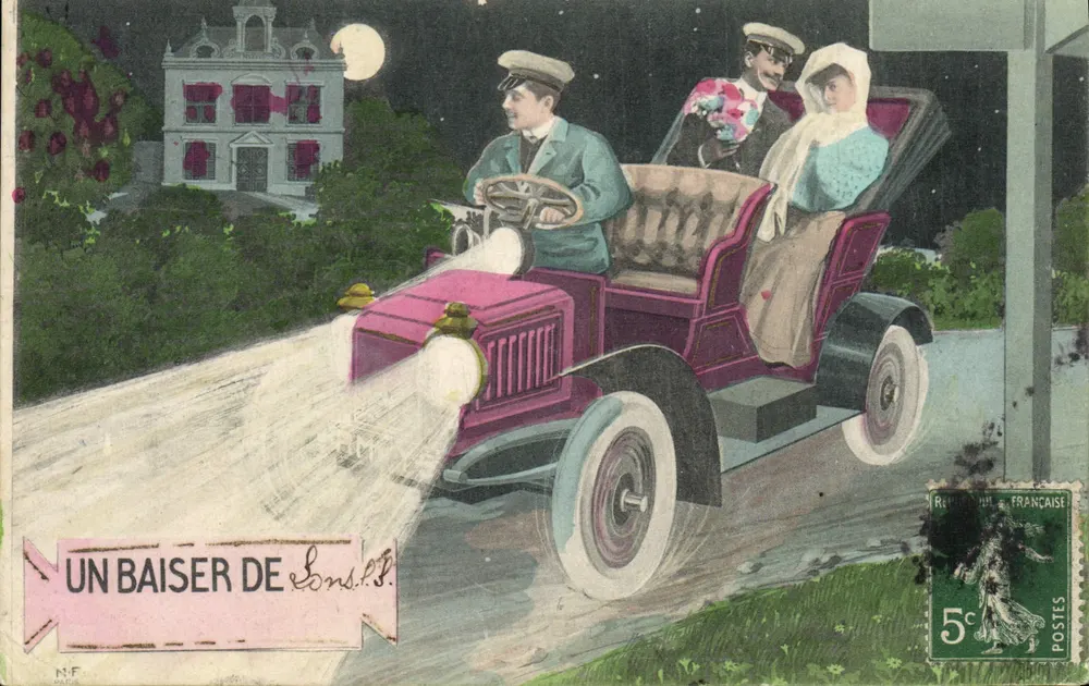 Um beijo do automóvel — cena noturna — editor N.F. (Novas Francesas) - Frente