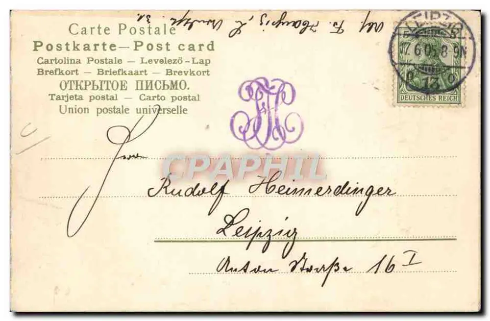 Crianças sob a chuva — Schlecht Wetter — editor Wilhelm F. Kipp, n° 4-58 - Verso