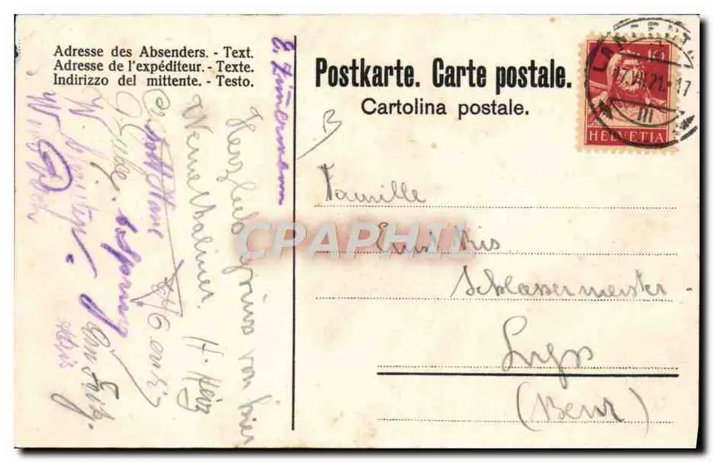 Bernisches Kant-Turnfest — Langenthal 16.17.18. Juli 1921 — Graph Anstalt, Armbruster, Bern - Rückseite