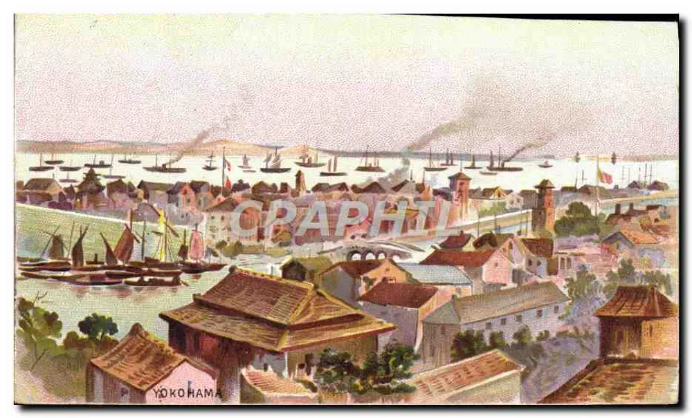Yokohama — vista panorâmica do porto e dos edifícios — Edição da Chocolaterie Daiguet - Frente