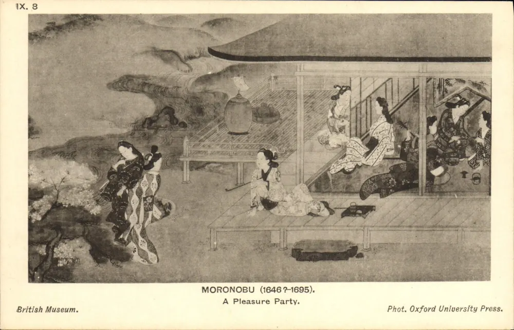 Moronobu (1646?-1695) — Eine Freizeitgesellschaft — Photo. Oxford University Press - Vorderseite
