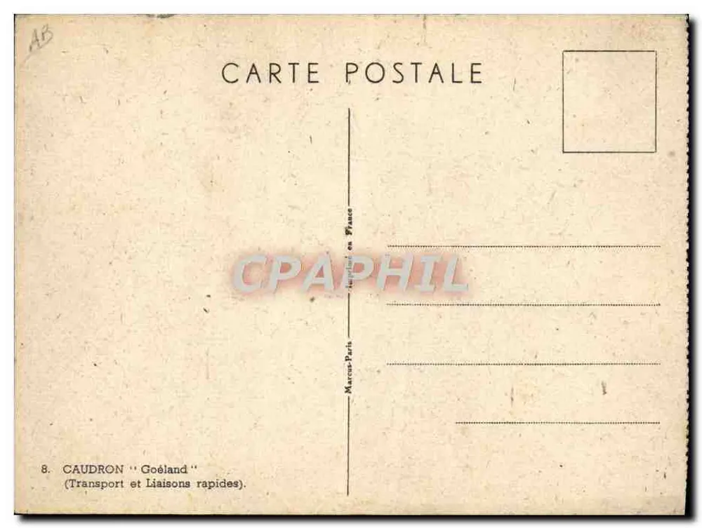 Flugzeug Caudron Goéland — Schnelltransport und Kommunikation — Marcus-Paris - Rückseite