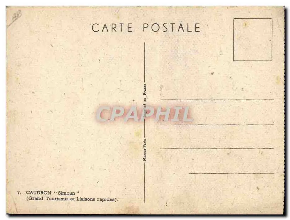 Caudron Simoun — Tourist- und Schnellverbindungsflugzeug — Verlag CPHAPHIL, Nr. 7 - Rückseite