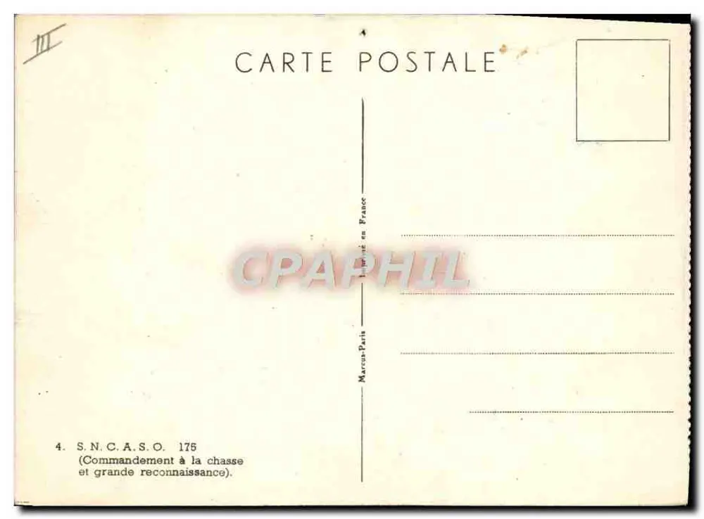 Französische Jagdflugzeuge in der Luft — S.N.C.A.S.O. 175 — Verleger Marcus-Paris - Rückseite