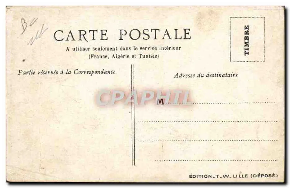 Louis Blériot — traversant la Manche — Édition T.W. Lille - Verso