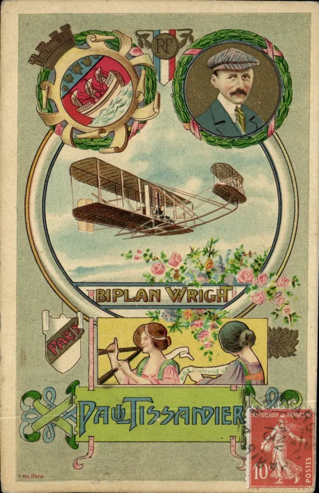 Aviation — Doppeldecker Wright — Paul Tissandier — Verlag Mellone - Vorderseite