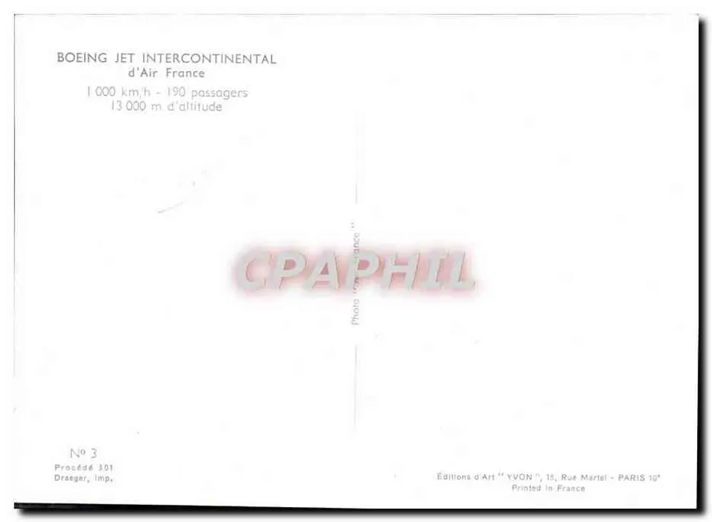 Air France Boeing 707 — Interkontinentales Flugzeug — Art Editions YVON - Rückseite
