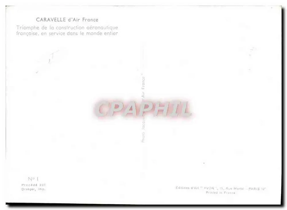 Caravelle der Air France — Triumph der französischen Luftfahrtindustrie, weltweit im Einsatz — Éditions d'Art YVON, Paris - Rückseite
