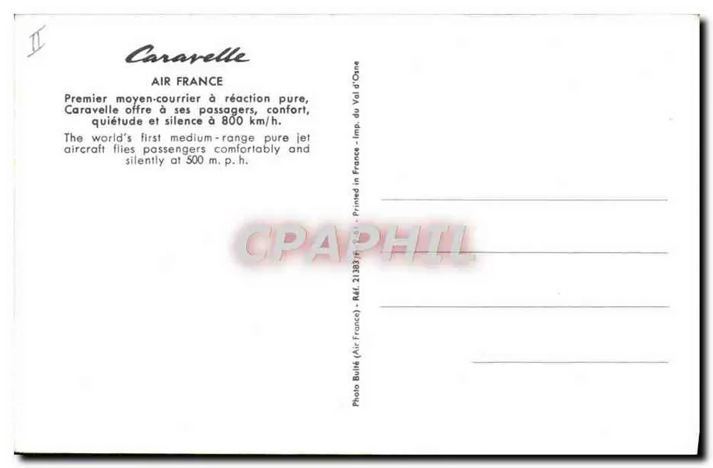 Air France Caravelle — Erster reiner Jetsitzflieger — Foto Air France - Rückseite
